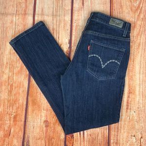Levi's Dark Wash Mid Rise Skinny Denim Blue Jeans J196